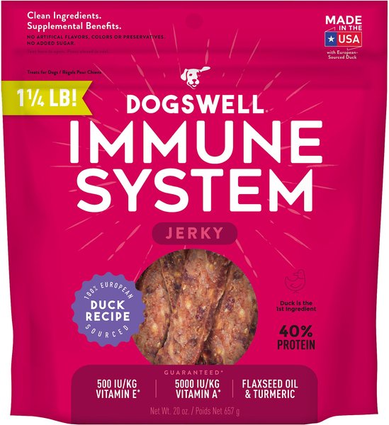 Dogswell Jerky Immune System Duck Recipe Grain-Free Dog Treats, 20-oz bag slide 1 of 8