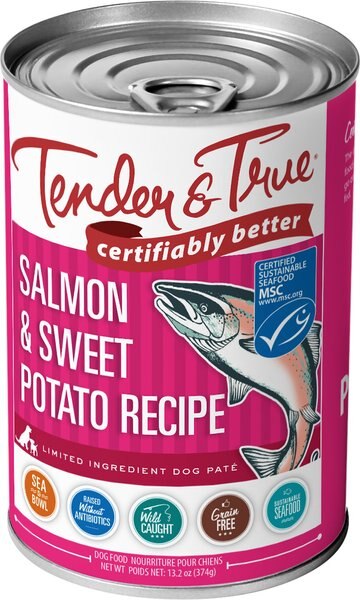 Tender & True Limited Ingredient Salmon & Sweet Potato Recipe Grain-Free Wet Dog Food, 13.2-oz, case of 12 slide 1 of 2