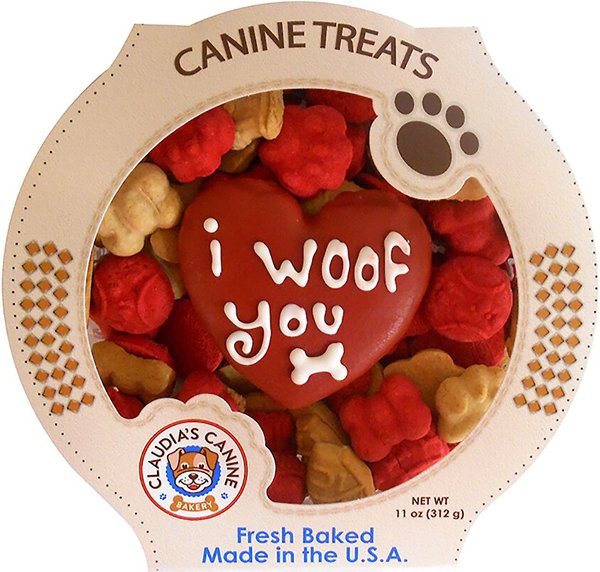 Claudia's Canine Bakery Woof You Baked Dog Treats, 11-oz tub slide 1 of 2