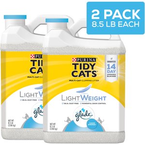 Tidy Cats Lightweight Glade Scented Clumping Clay Cat Litter, 8.5-lb jug, case of 2