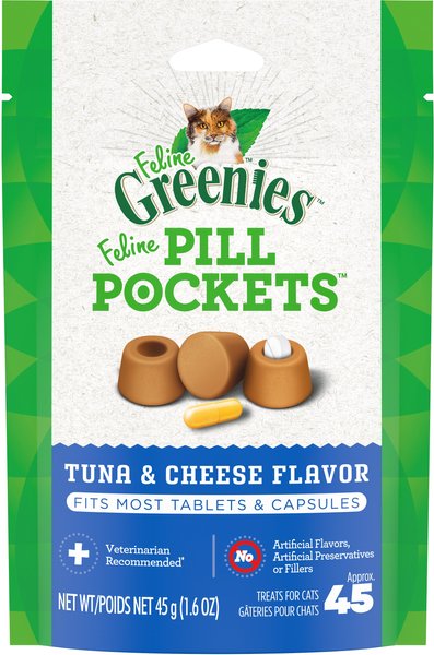 Greenies Pill Pockets Feline Tuna & Cheese Flavor Cat Treats, 45 count slide 1 of 8