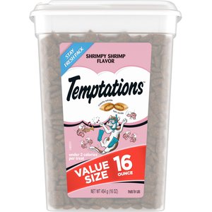 Temptations Shrimpy Shrimp Flavor Cat Treats, 16-oz tub