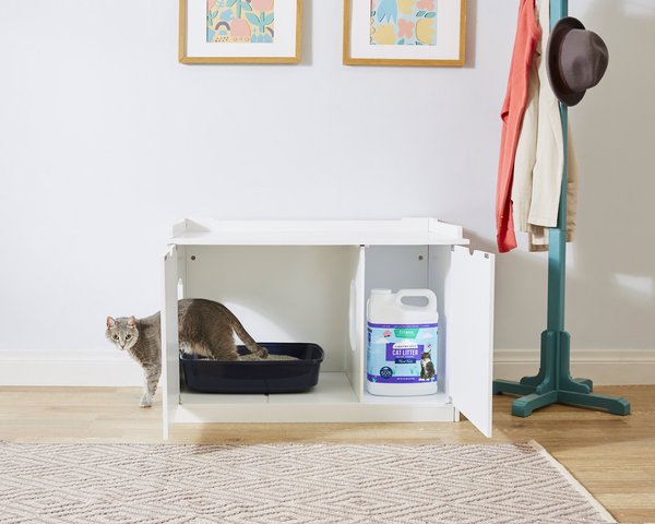 Frisco Decorative Bench Cat Litter Box Cover, White slide 1 of 8