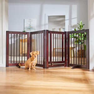Frisco Deluxe Configurable 4-Panel Wood Dog  Gate, 30-in, Mahogany