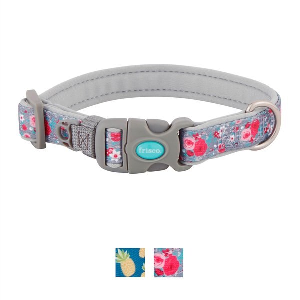 Frisco Patterned Neoprene Dog Collar, Rose, Small: 10 to 14-in neck, 3/4-in wide slide 1 of 6