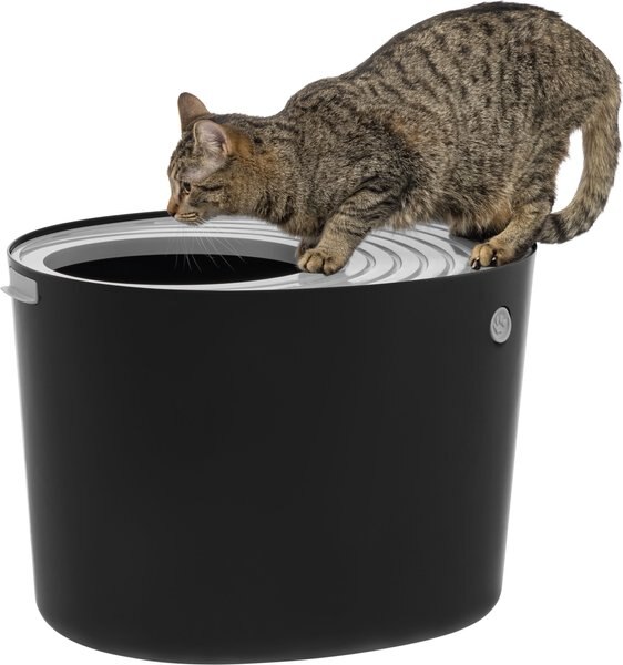 IRIS Top Entry Cat Litter Box, Black/Gray, Large slide 1 of 7