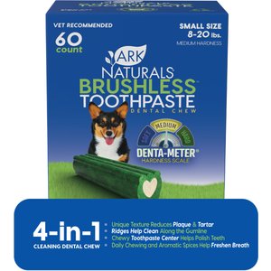 Ark Naturals Brushless Toothpaste Small Gluten-Free Dental Dog Treats, 60 count
