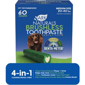 Ark Naturals Brushless Toothpaste Medium Gluten-Free Dental Dog Treats, 54-oz box, 60 count