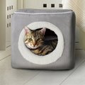 Petmaker Cozy Cave Enclosed Cube Covered Dog Bed, Grey