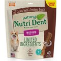 Nylabone Nutri Dent Limited Ingredients Medium Filet Mignon Natural Dental Dog Treats, 40 count