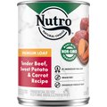 Nutro Premium Loaf Adult Tender Beef, Sweet Potato & Carrot Recipe Canned Dog Food, 12.5-oz, case of 12
