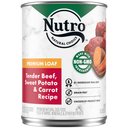 Nutro Premium Loaf Adult Tender Beef, Sweet Potato & Carrot Recipe Canned Dog Food, 12.5-oz, case of 12