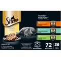 Sheba Perfect Portions Grain-Free Multipack Roasted Chicken, Tuna & Turkey Entree Cat Food Trays, 2.6-oz, case of 36 twin-packs