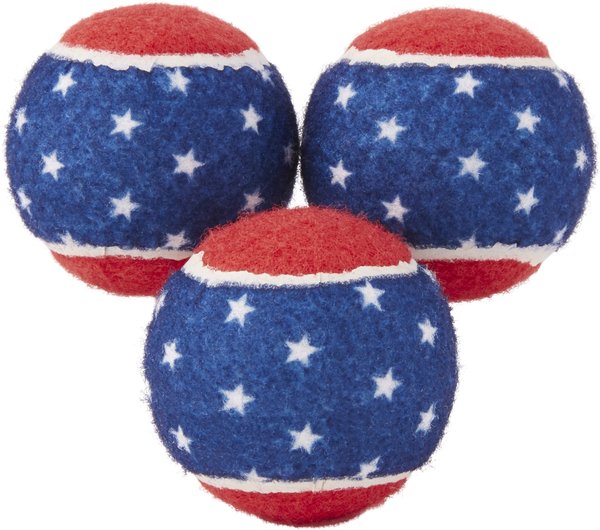 Frisco Fetch Squeaking American Flag Tennis Ball Dog Toy, Medium, 3-pack slide 1 of 5