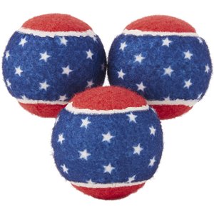 Frisco Fetch Squeaking American Flag Tennis Ball Dog Toy, Medium, 3-pack