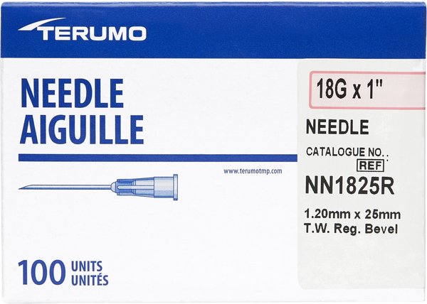 Terumo Hypodermic Thin Wall 18 Gauge Needles, 1 Inch, 100 count slide 1 of 4