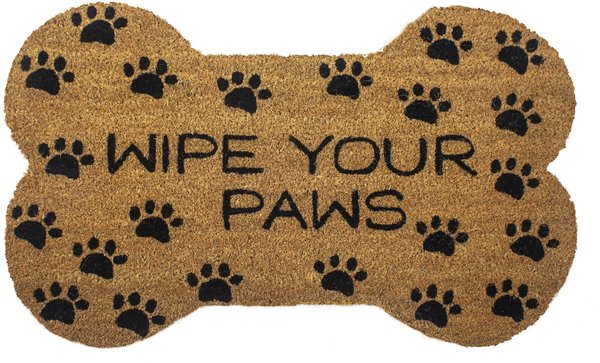 Entryways "Wipe Your Paws" Bone Shape Doormat, 18x30 slide 1 of 4