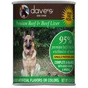 Dave's Pet Food 95% Premium Beef & Beef Liver Grain-Free Recipe Canned Dog Food, 12.5-oz, case of 12