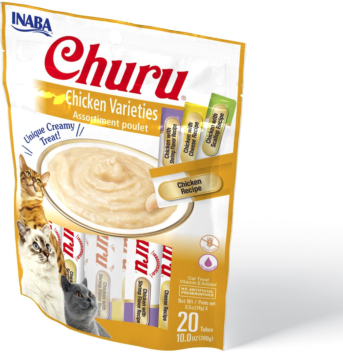 Inaba Churu Chicken Puree Variety Pack GrainFree Lickable Cat Treat