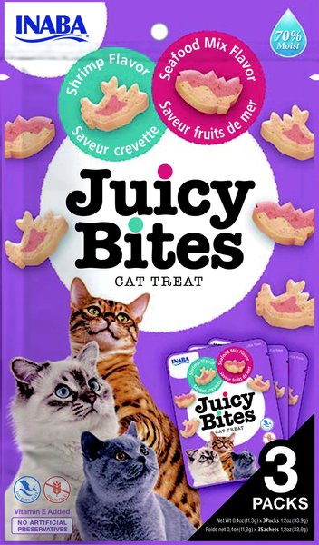 Inaba Ciao Juicy Bites Shrimp & Seafood Mix Flavor Grain-Free Cat Treats, 3 count slide 1 of 3