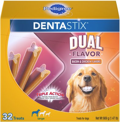 Pedigree Dentastix Dual Flavored Bacon & Chicken Flavored Large Dental Dog Treats, slide 1 of 1
