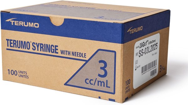 Terumo 3cc Luerlock Syringes with 20 Gauge Needles, 1 inch, 100 count slide 1 of 5