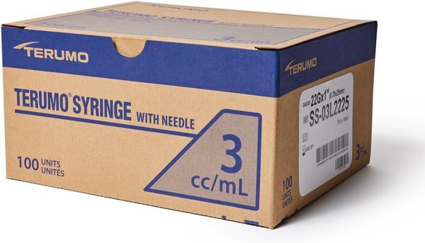 Terumo 3cc Luerlock Syringes with 22 Gauge Needles, 1 inch, 100 count slide 1 of 7