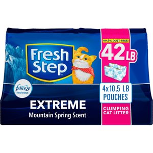Fresh Step Extreme Odor Control Febreze Scented Clumping Clay Cat Litter, 10.5-lb bag, pack of 4