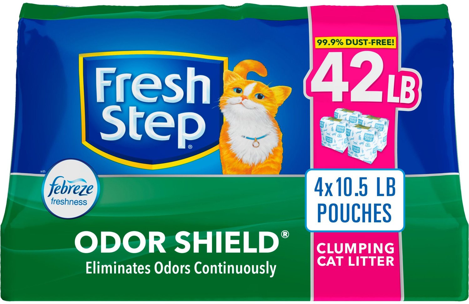 FRESH STEP Odor Shield Febreze Scented Clumping Clay Cat Litter, 10.5