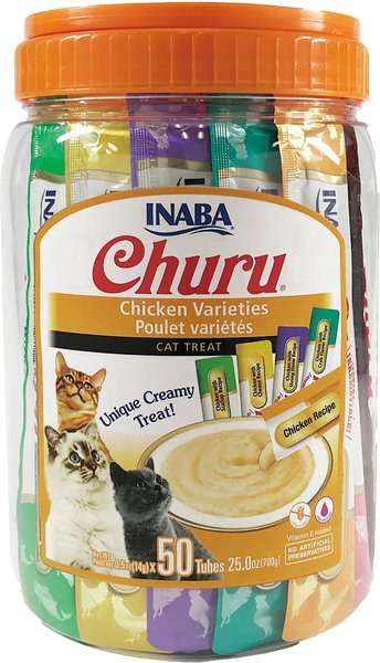 Inaba Churu Chicken Puree Variety Pack Grain-Free Lickable Cat Treat, 50 count slide 1 of 10