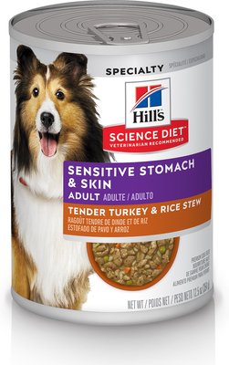 Hill's Science Diet Adult Sensitive Stomach & Skin Tender Turkey & Rice Stew Canned Dog Food, slide 1 of 1