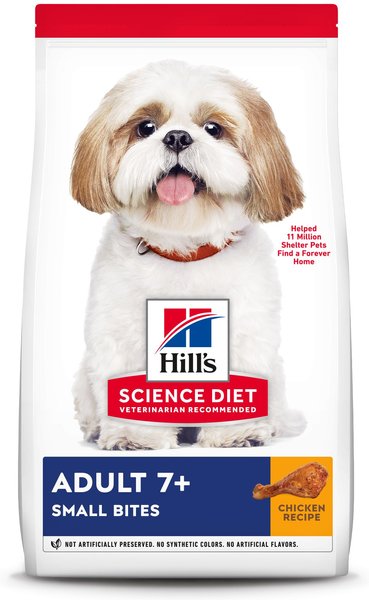 Hill's Science Diet Adult 7+ Small Bites Chicken Meal, Barley & Rice Recipe Dry Dog Food, 15-lb bag slide 1 of 10