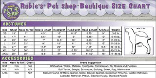 Rubies Pet Shop Size Chart