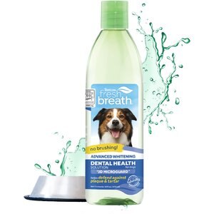 TropiClean Fresh Breath Advanced Whitening Dental Health Solution Dog Dental Water Additive, 16-oz bottle