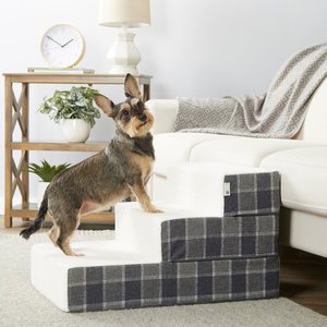 Zinus Easy Cat & Dog Stairs, Checkered Gray, Medium, 3-Step