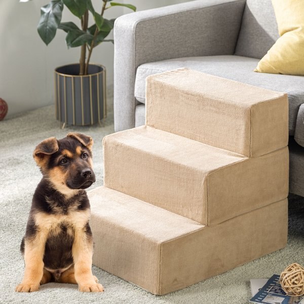Zinus Comfort Cat & Dog Stairs, Cream, Medium, 3 Step slide 1 of 6