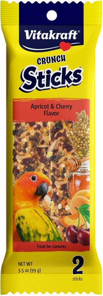 Vitakraft Crunch Sticks Apricot & Cherry Flavor Conure Bird Treat, 2 count slide 1 of 2