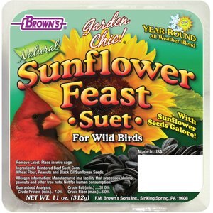 Brown's Garden Chic! Sunflower Feast Suet Cake Wild Bird Food, 11-oz tray