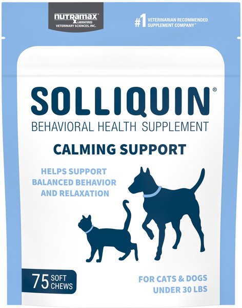 Nutramax Solliquin Soft Chews Calming Supplement for Cats & Dogs, 75 count slide 1 of 3
