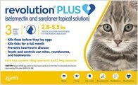 Revolution Plus Topical Solution for Cats, 2.8-5.5 lbs, (Gold Box), 3 Doses (3-mos. supply)