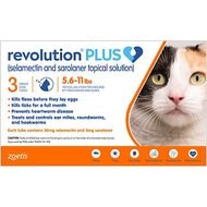 Revolution Plus Topical Solution for Cats, 5.6-11 lbs, (Orange Box), 3 Doses (3-mos. supply)