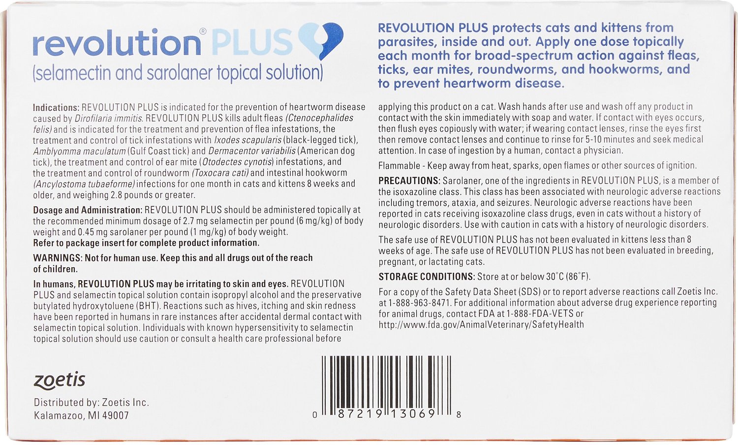 Revolution Plus Topical Solution for Cats, 5.611 lbs, 6 treatment