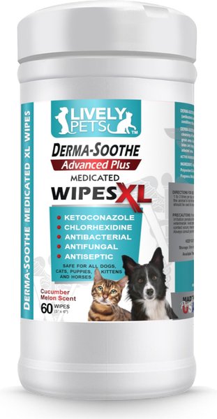 Lively Pets Derma-Soothe Advance Plus Medicated Dog & Cat Wipes, 60 count slide 1 of 6