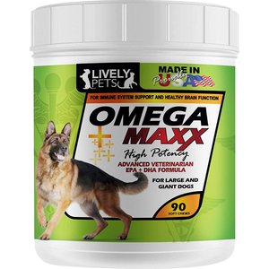 Lively Pets Omega Maxx Fish Oil Large & Giant Dog Soft Chews, 90 count