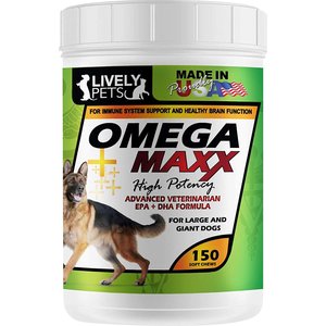 Lively Pets Omega Maxx Fish Oil Large & Giant Dog Soft Chews, 150 count
