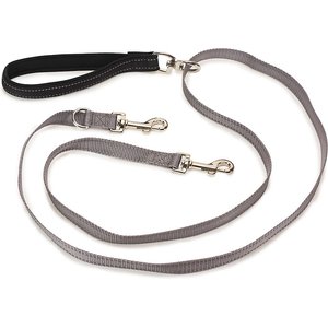 PetSafe Two Point Control Nylon Reflective Dog Leash, Black/Gray, Small/Medium: 6-ft long, 5/8-in wide