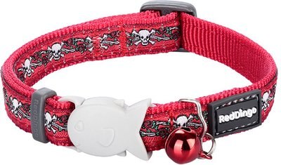 Red Dingo Skull & Roses Nylon Breakaway Cat Collar with Bell, slide 1 of 1