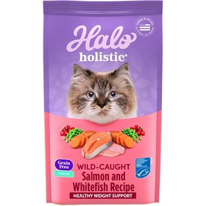 Halo Holistic Wild Salmon & Whitefish Recipe Grain-Free Healthy Weight Indoor Cat Dry Cat Food, 10-lb bag