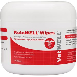 VetWELL KetoWell Antiseptic Dog, Cat & Horse Wipes, 50 count