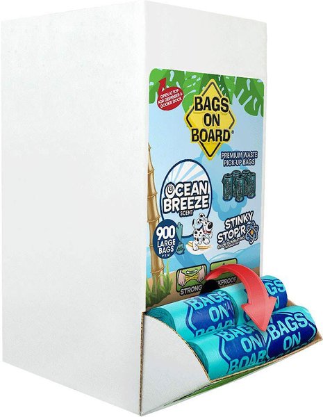 Bags on Board Odor Control Ocean Breeze Scent Dog Poop Bags & Dispenser, 900 Count slide 1 of 12